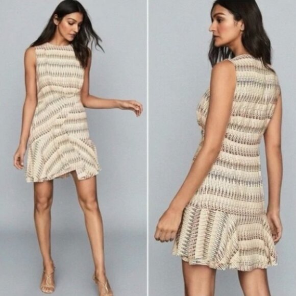 Reiss Andrina Spot Ruffle Mini Dress Fit N Flare Polka Dot Sleeveless Sz 10 NWT - Picture 1 of 14